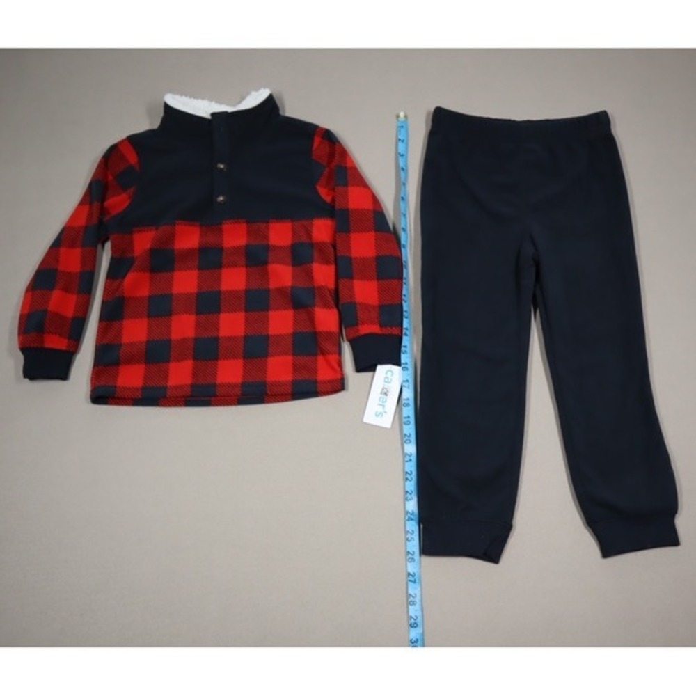 Carter's Sherpa Toddler Boys 2-pc. Microfleece Pant Set -‎ 5t - Red/Black Plaid - Picture 4 of 8
